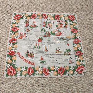 Vintage Ladies Handkerchief Hanky California State Souvenir MCM